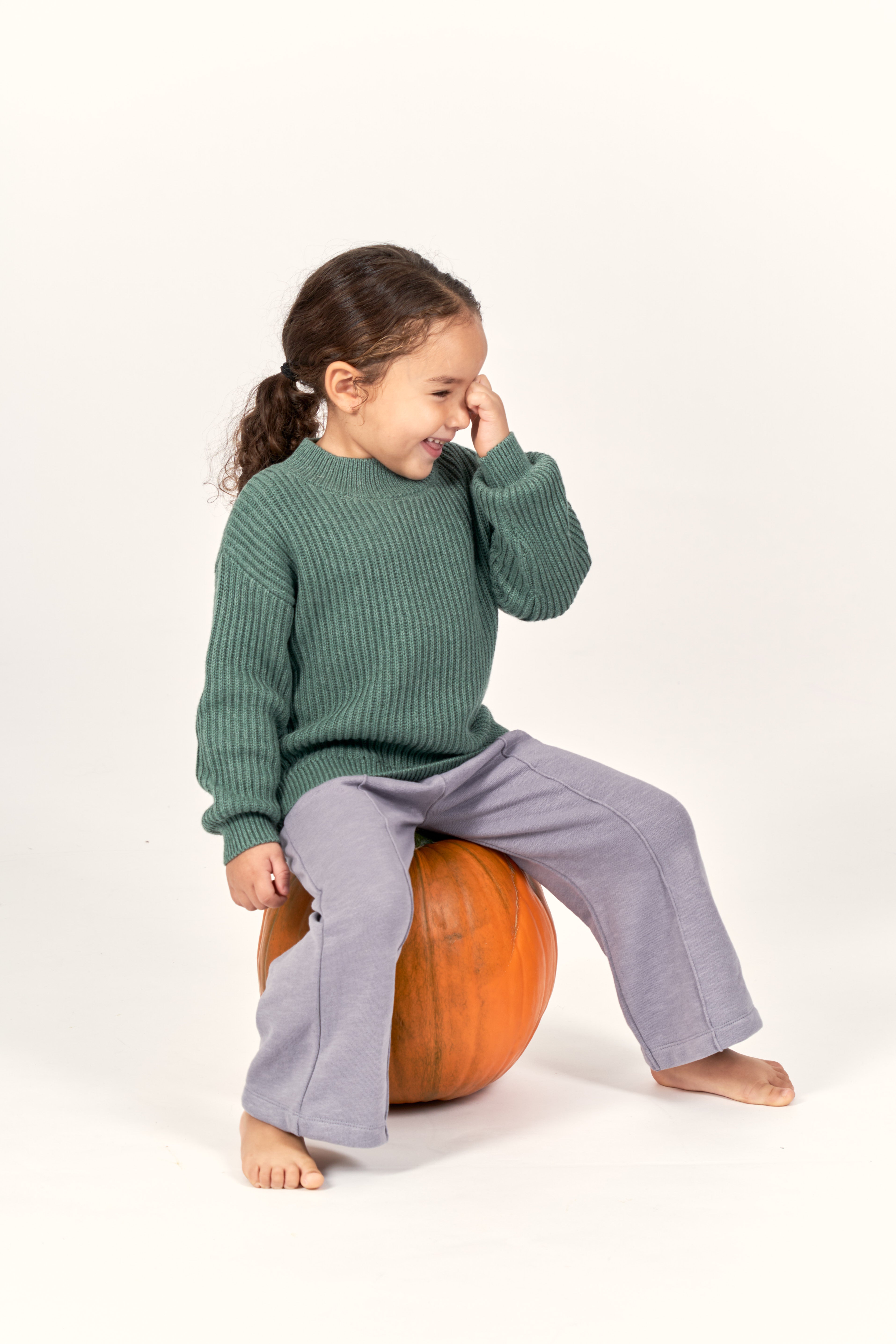 Kinder-Strickpullover aus reiner Bio-Baumwolle wie Wolle "Dark Sage"