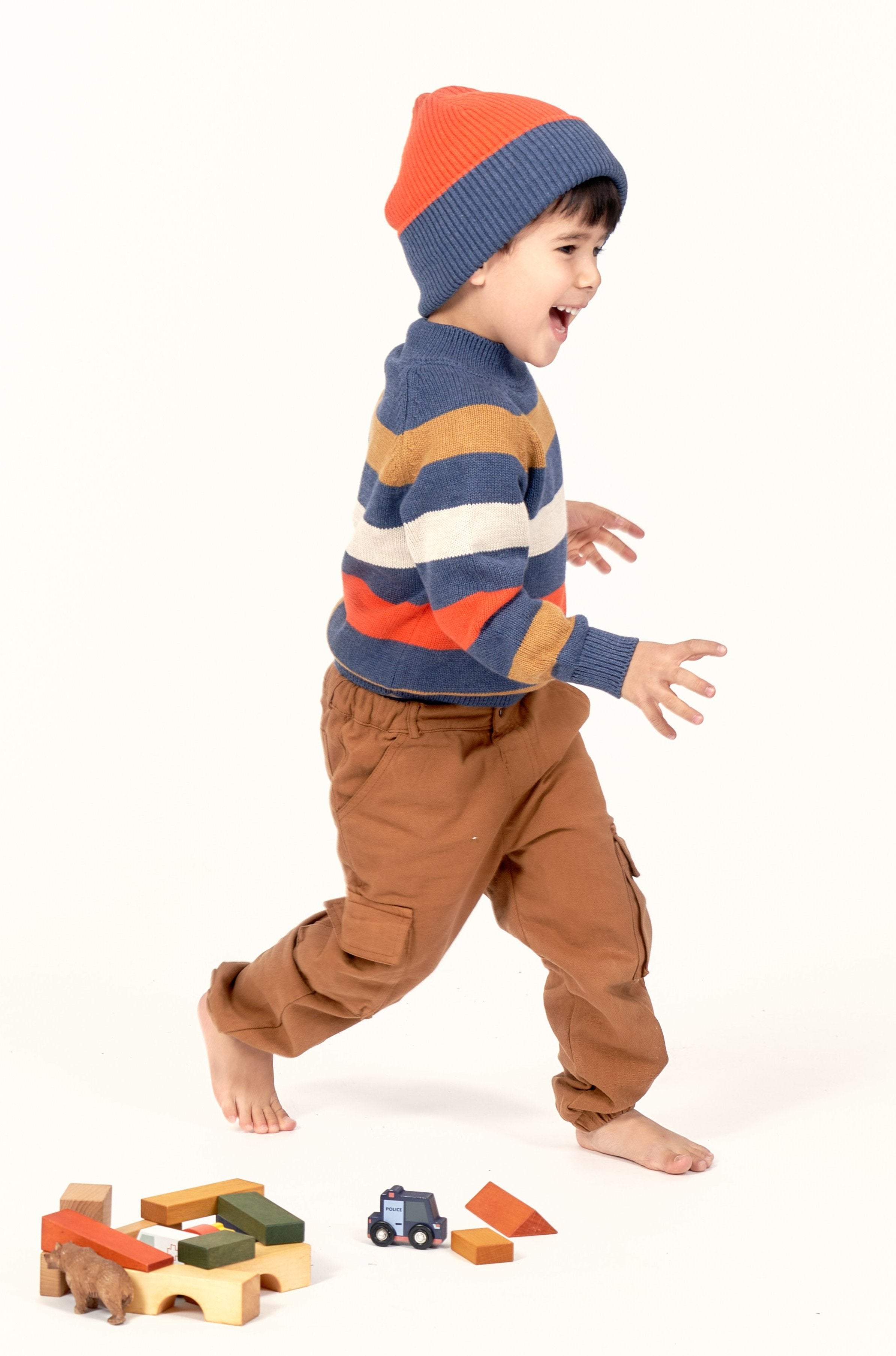 Kinder-Cargohose Twill aus reiner Bio-Baumwolle weich gefüttert „Karamell“