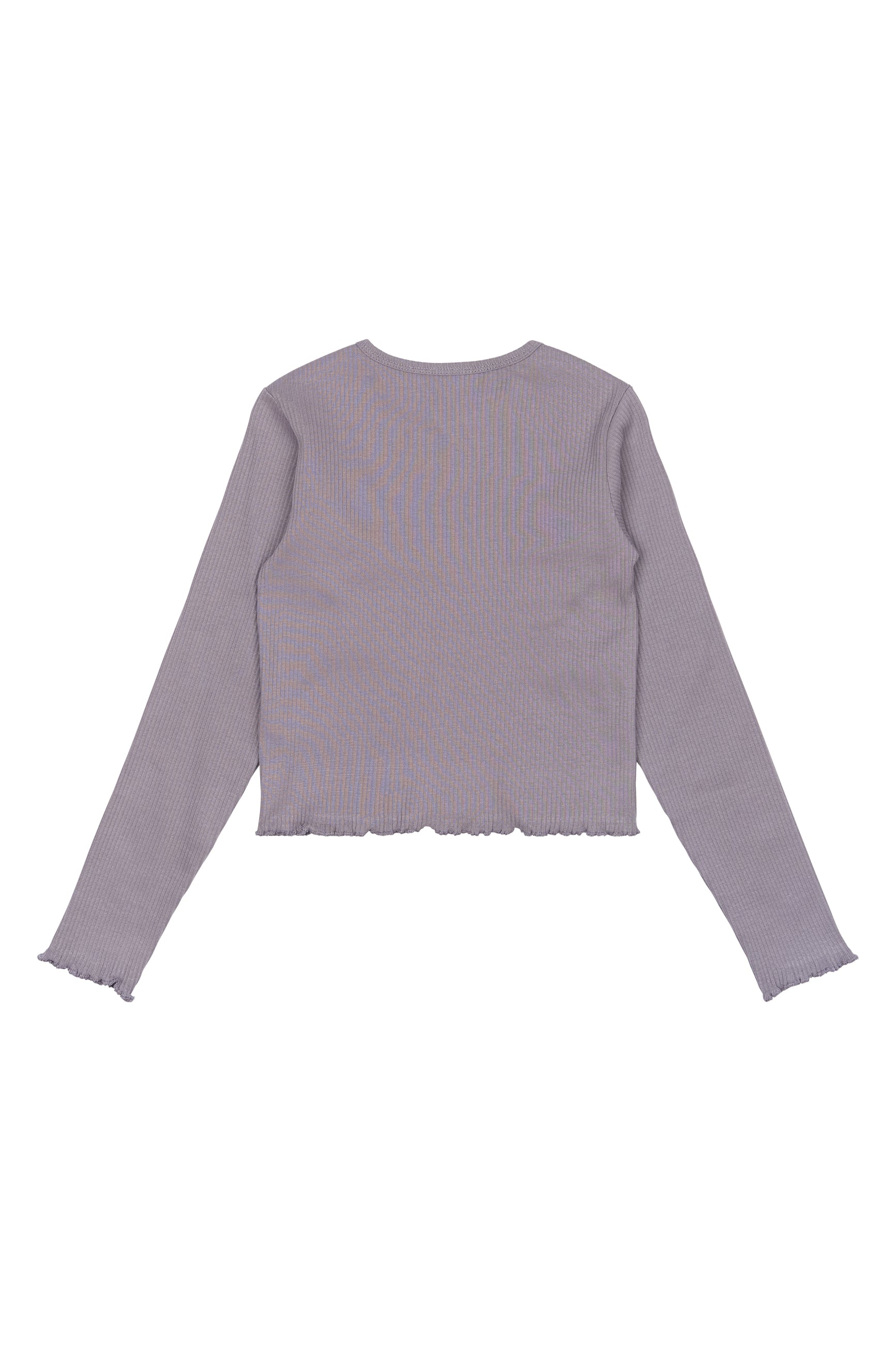Langarmshirt cropped für Teens aus Bio-Baumwolle Ripp "Gray Lilac"