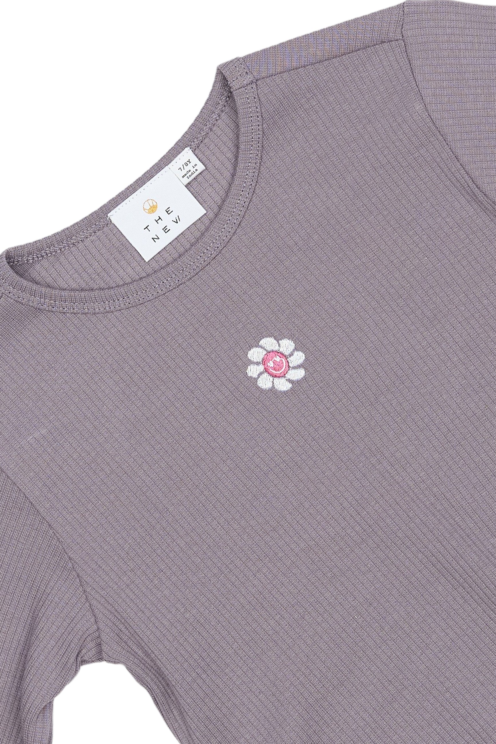 Langarmshirt cropped für Teens aus Bio-Baumwolle Ripp "Gray Lilac"