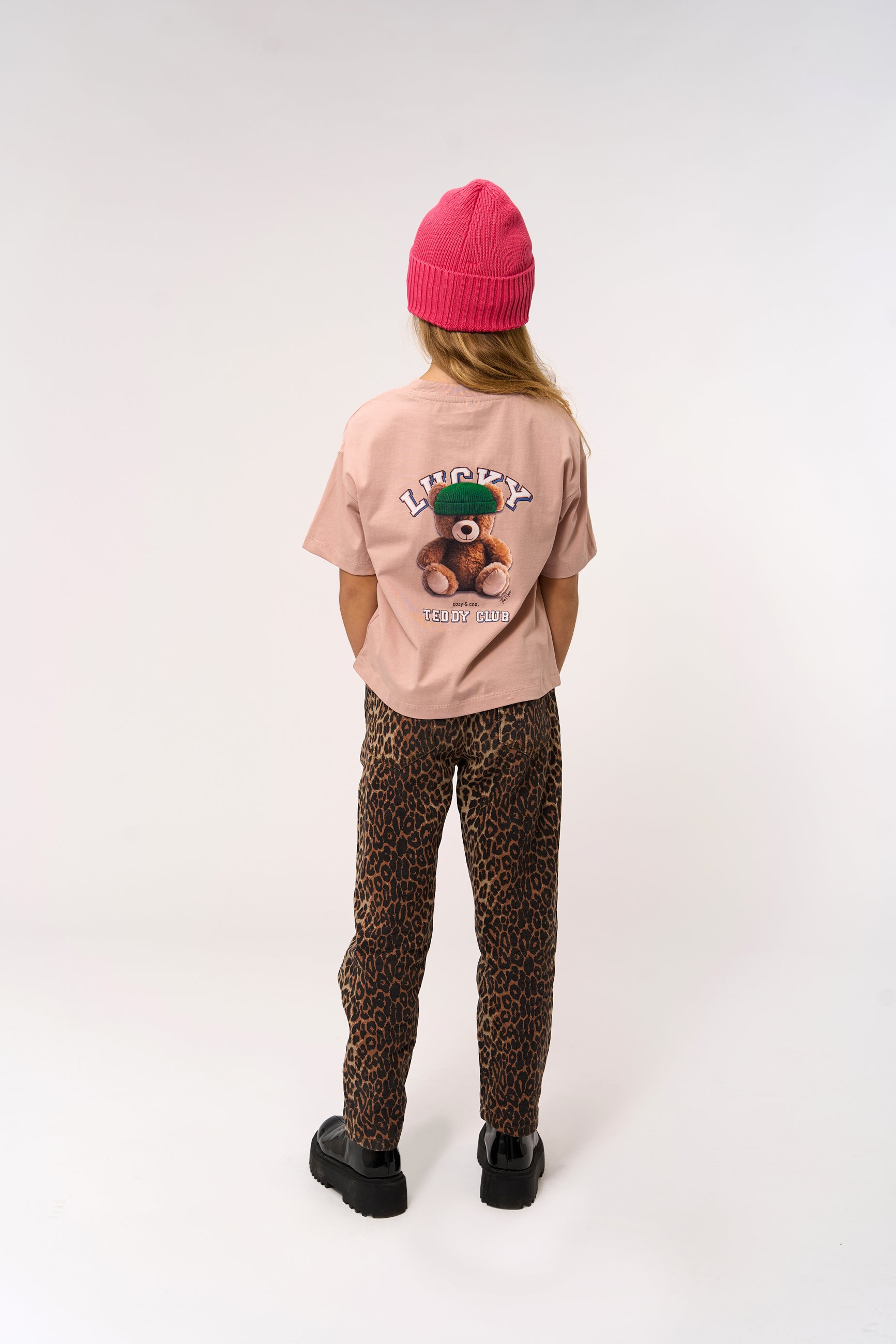 T-Shirts für Teens aus Bio-Baumwolle mit Print „Lucky Teddy Club“