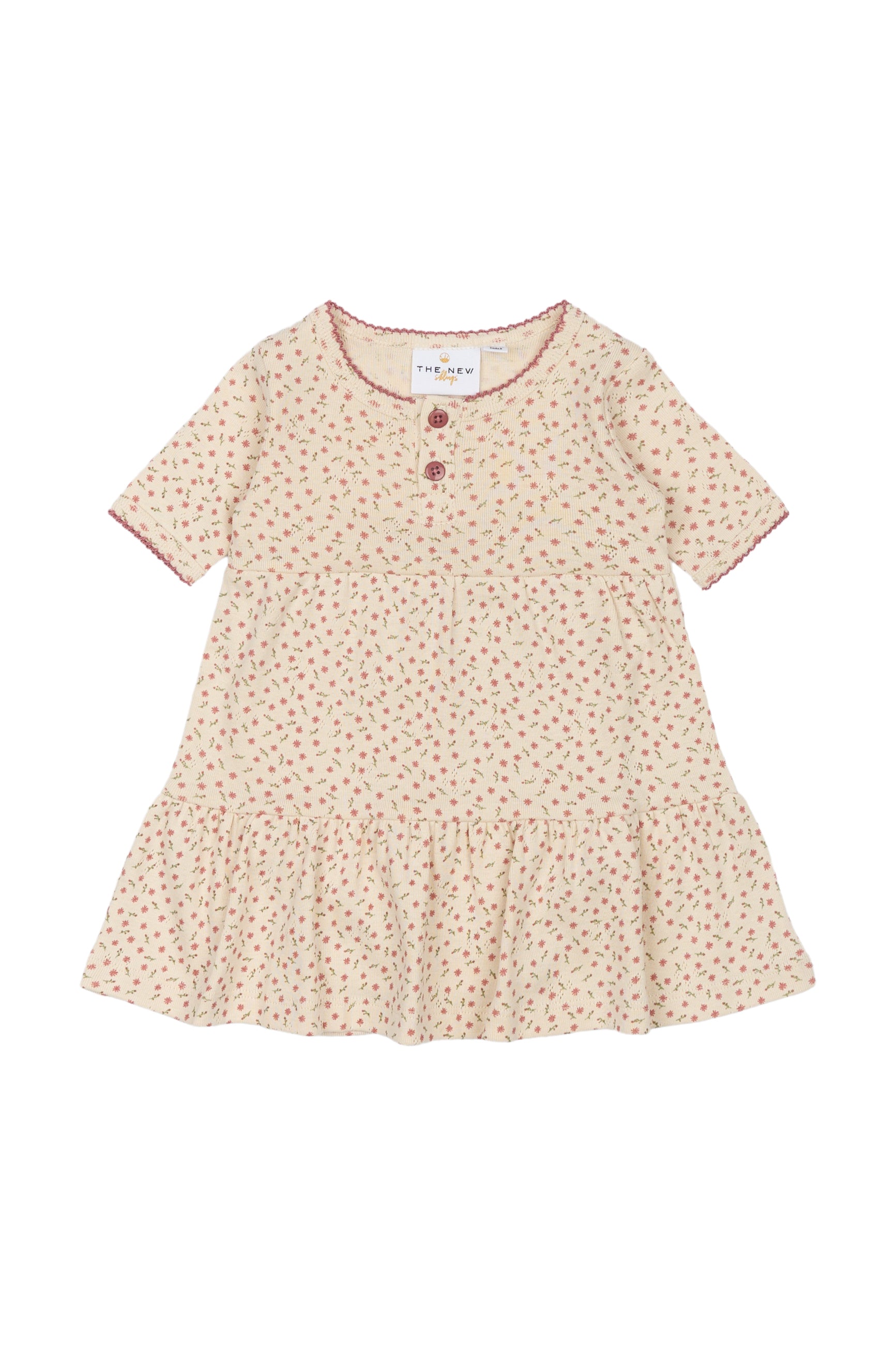 Babykleid mit Body aus Bio-Baumwolle mit Blütenprint "Pointelle Mini Flower"