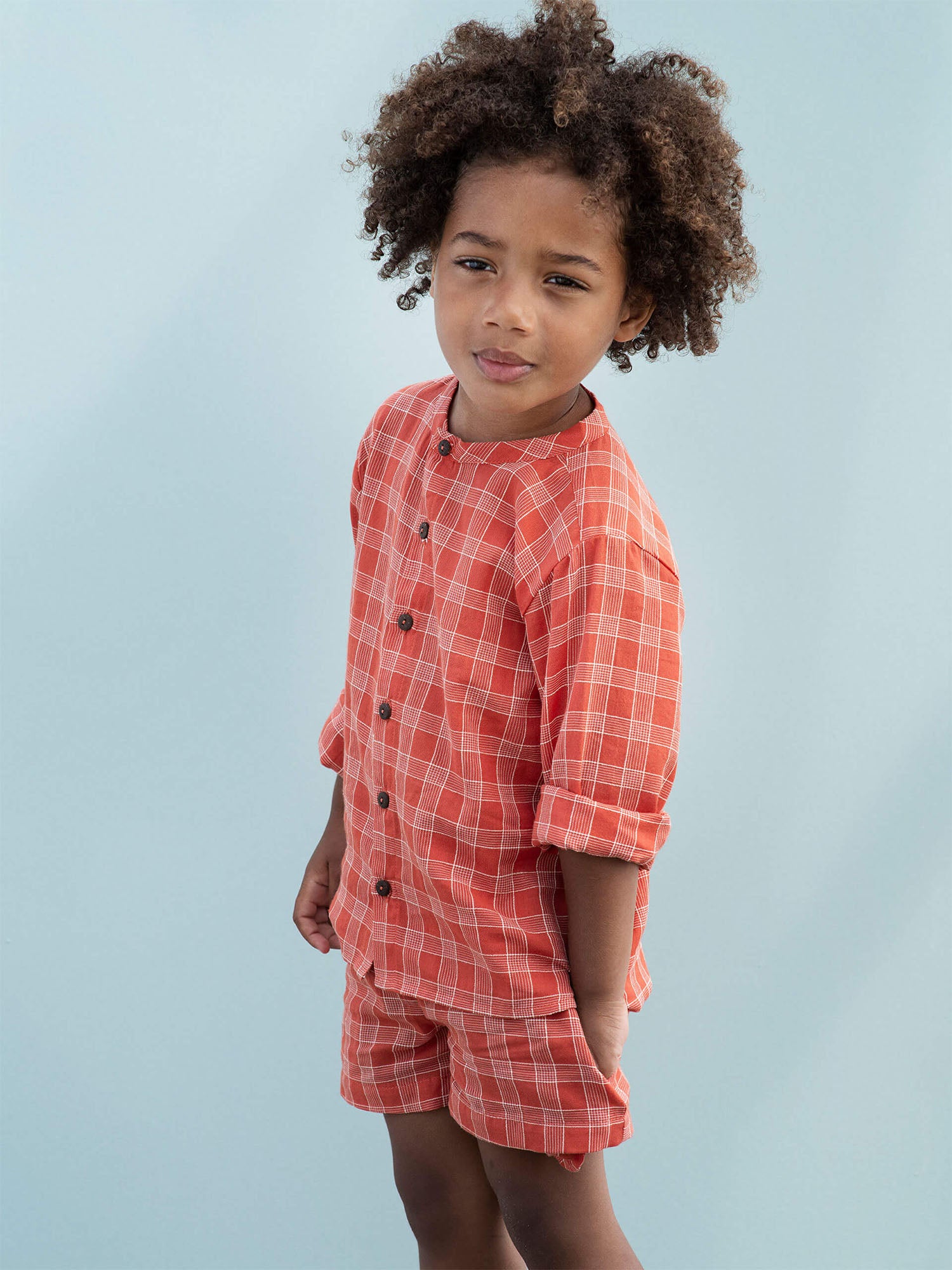 Kinderhemd aus reiner Bio-Baumwolle mit Karos "Berry Checks"