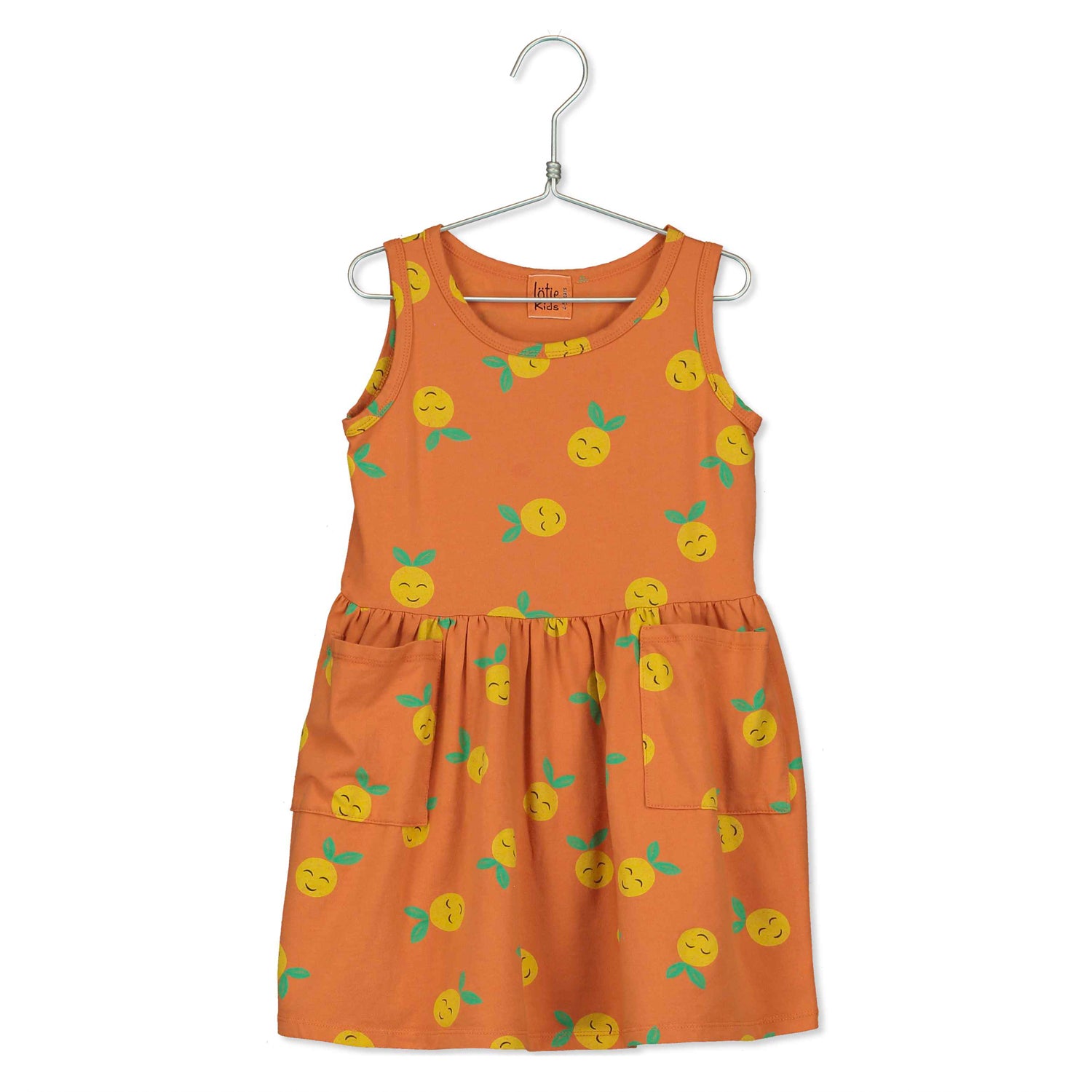 Kinderkleid aus Bio-Baumwolle mit Print "Grapefruit Orange"